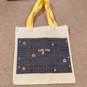 Game Over Pac-Man And Michael Myers Canvas Tote Bag - Cream and Yellow NWOT